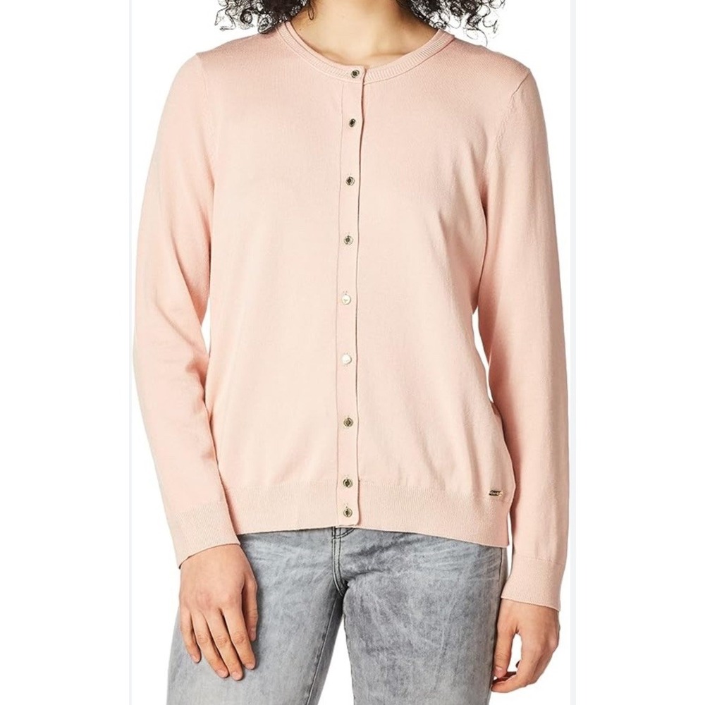 Calvin Klein Womens‎ Button Front Sweater Cardigan Gold Buttons Blush Pink Sz M